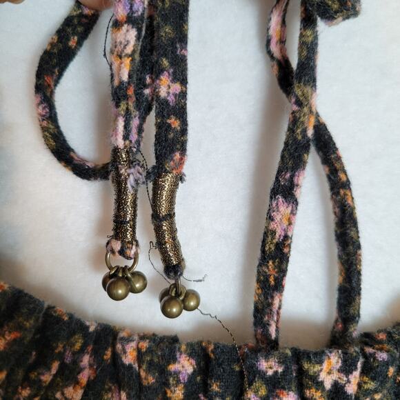 Free People Womens This Is Everything Floral Smocked Mini Dress Size Small Black - Picture 8 of 15